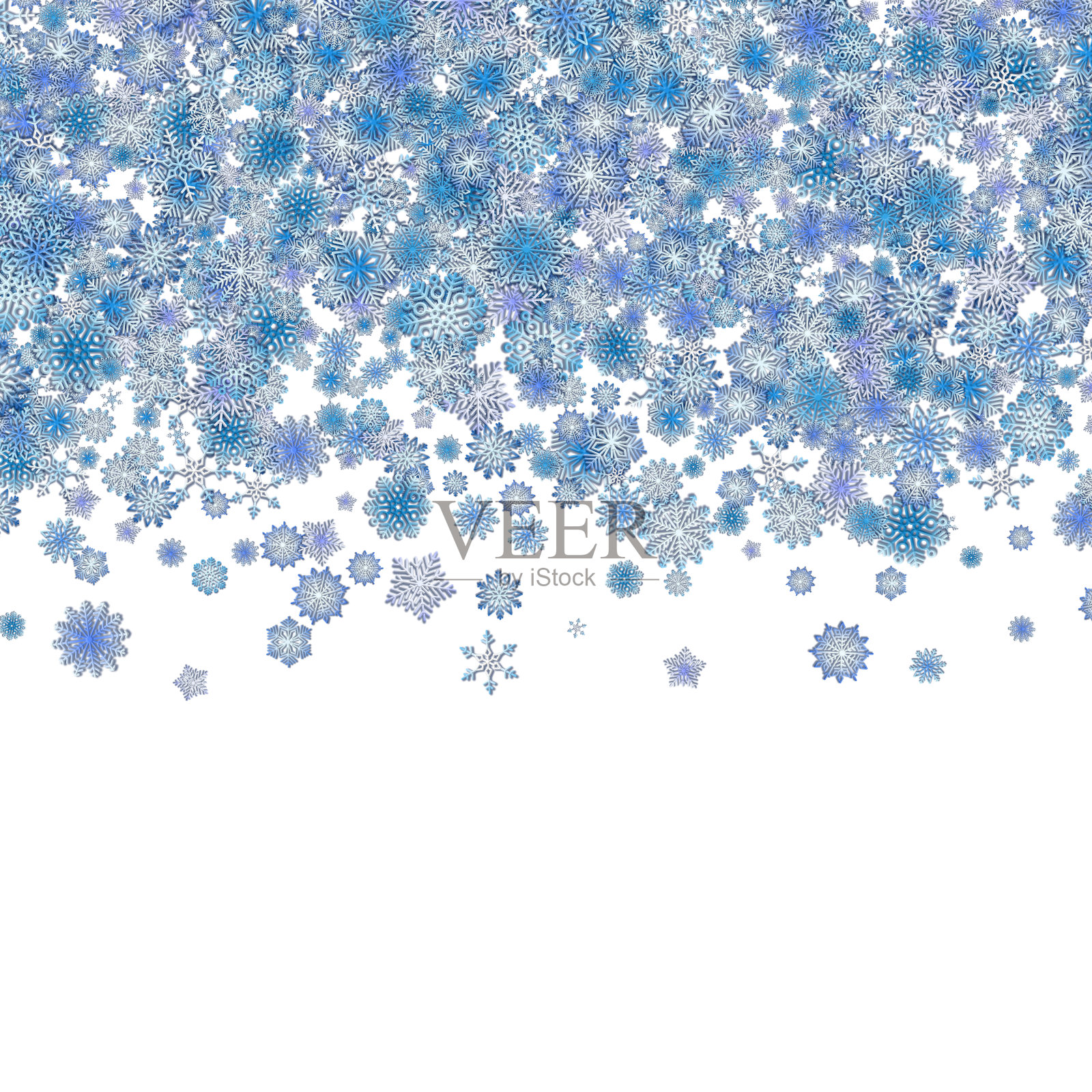 圣诞节的边界背景与许多蓝色的雪花。插画图片素材