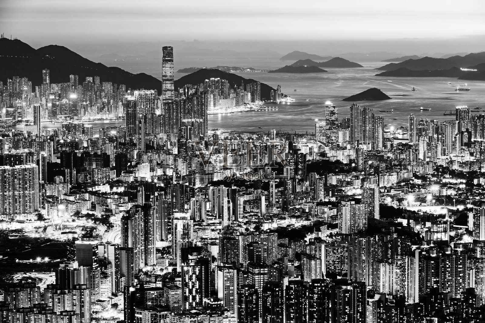 夜晚的香港天际线照片摄影图片