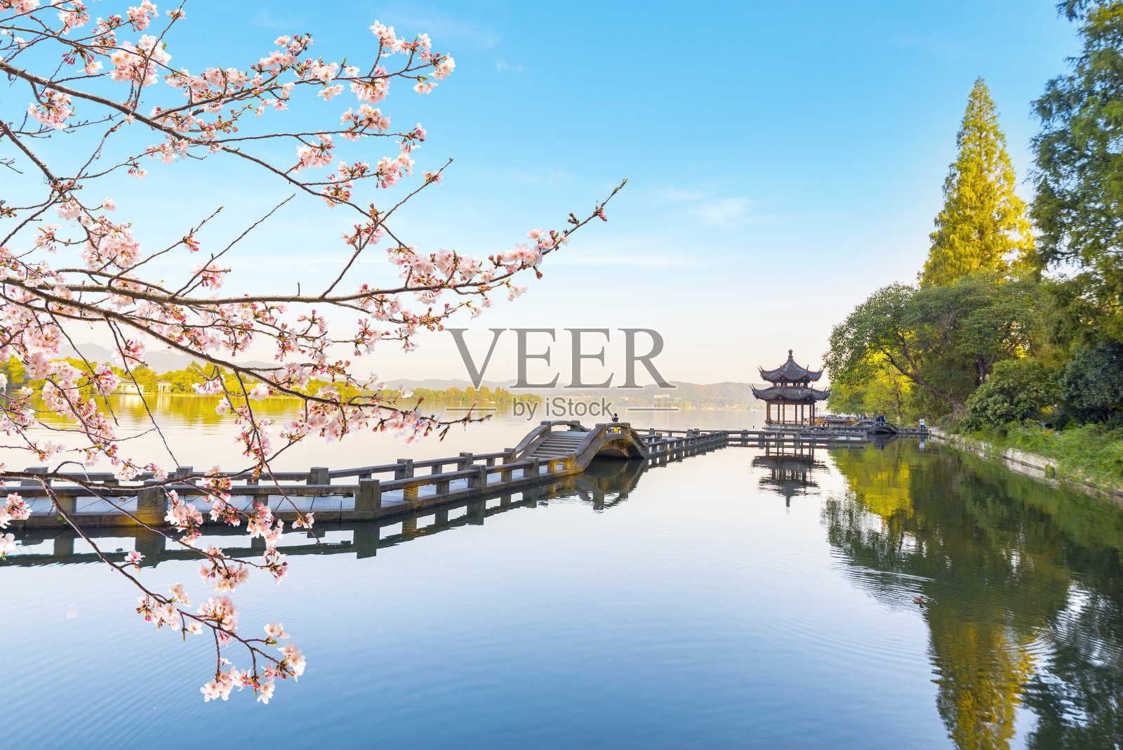 美丽的建筑景观和杭州西湖景观照片摄影图片