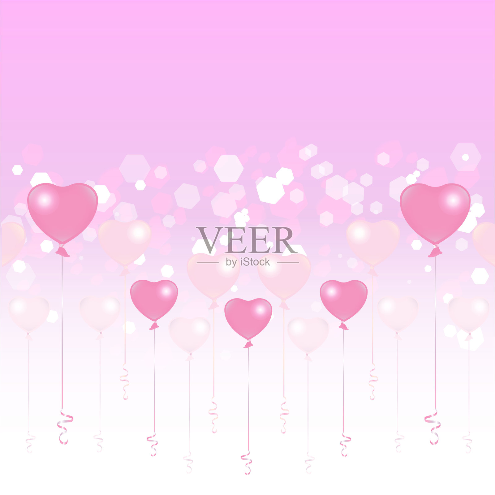 情人节浅粉色和粉色气球在浅粉色的背景插画图片素材
