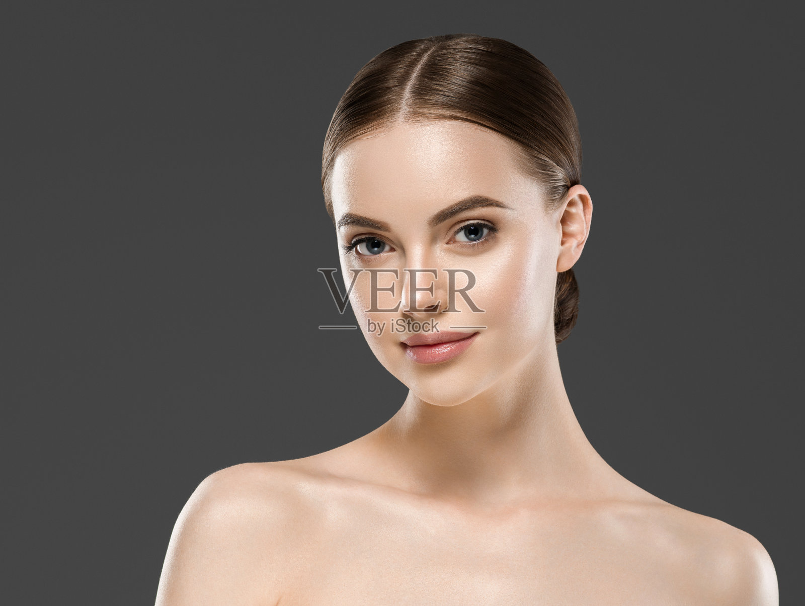 自然妆容女性肖像美健康护肤理念。照片摄影图片