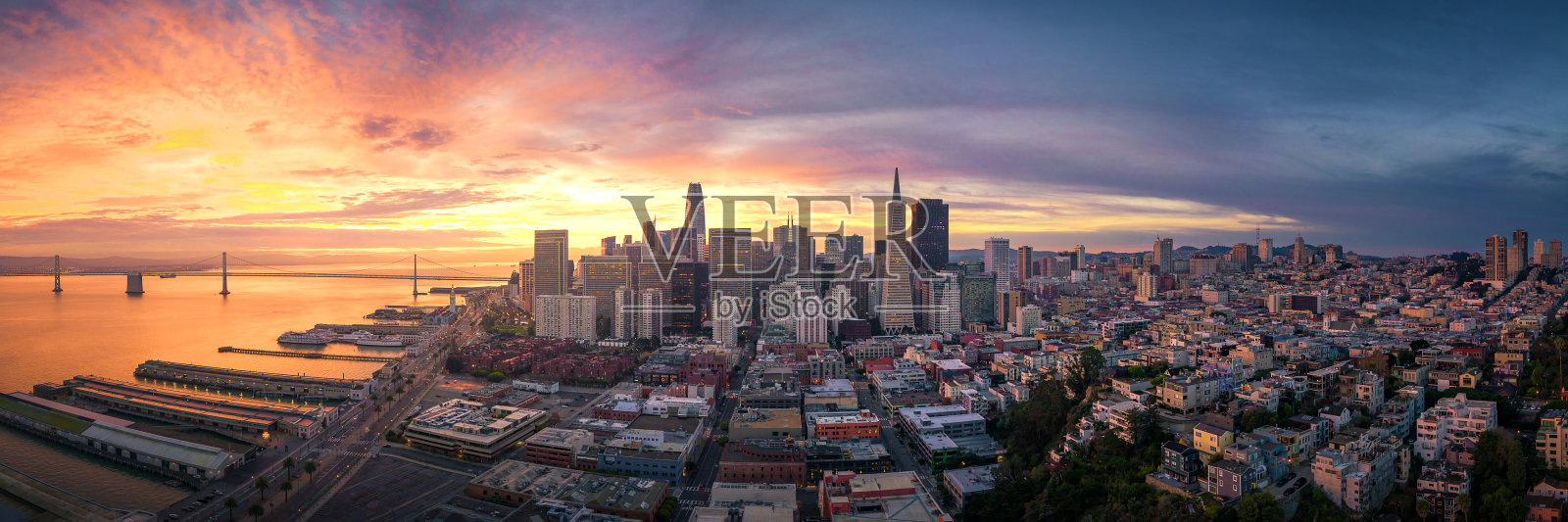 日出的旧金山天际线照片摄影图片