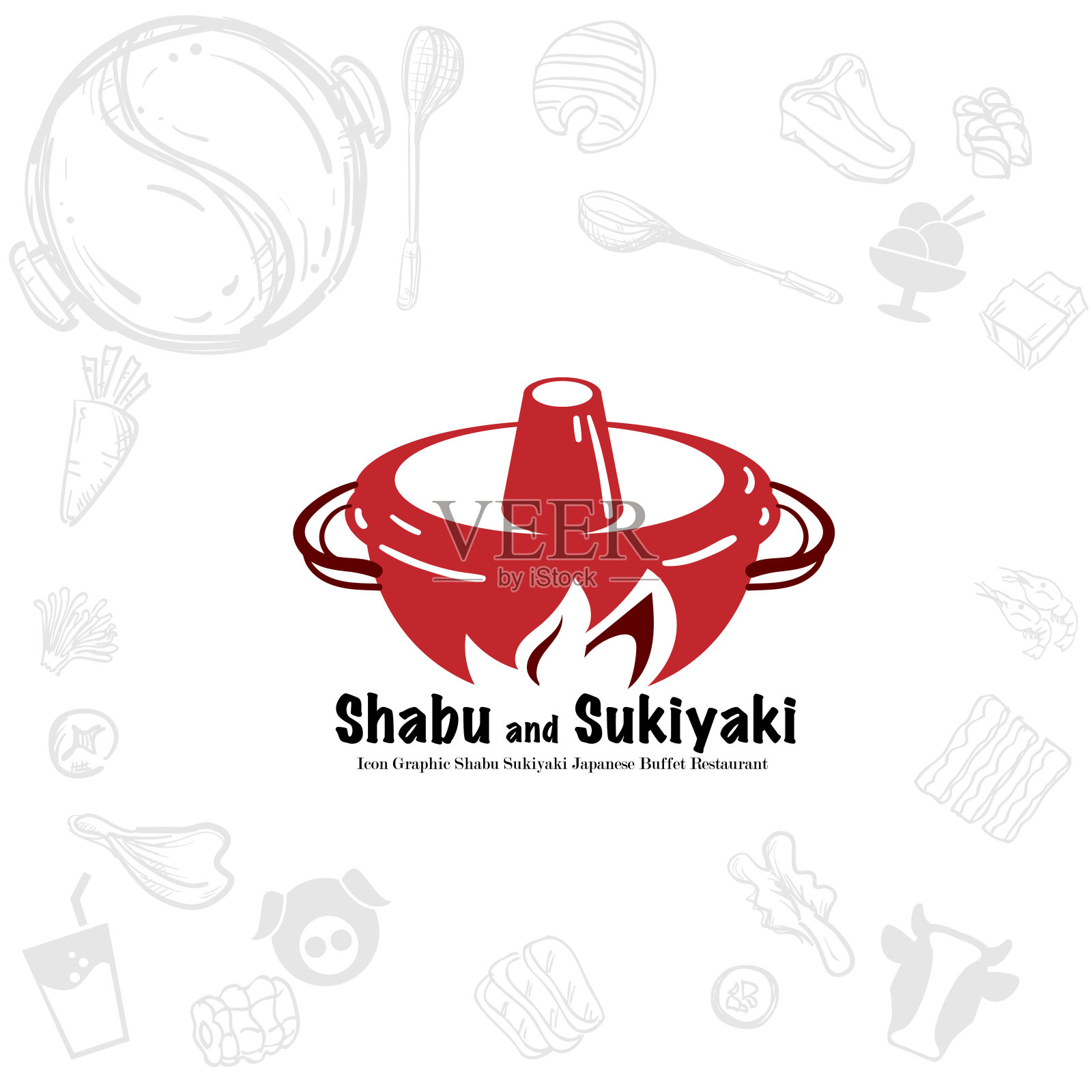 日式料理店sukiyaki标志图标图形自助餐厅插画图片素材