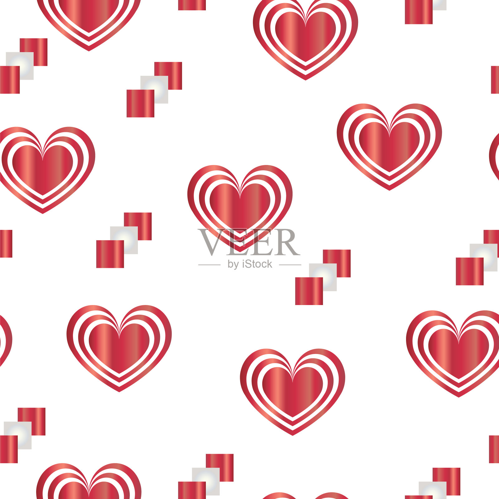 无缝图案红心-情人节-爱情主题插画图片素材