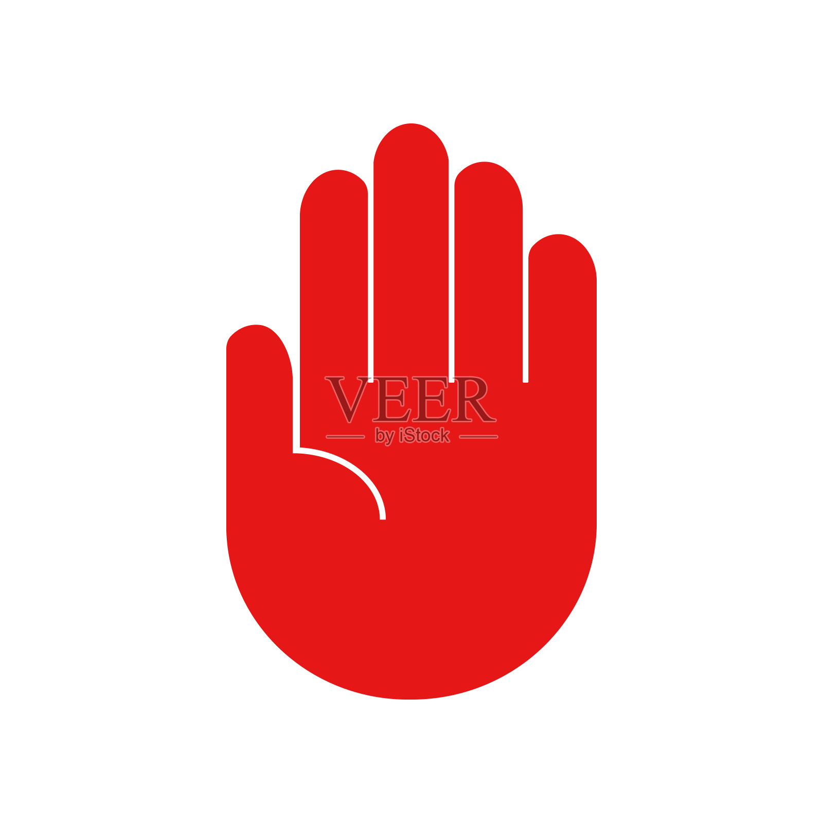 红色停止标志，手掌张开，手，矢量插图。设计元素图片