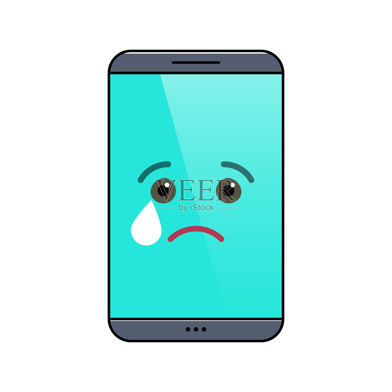 哭手机孤立的表情插画图片素材