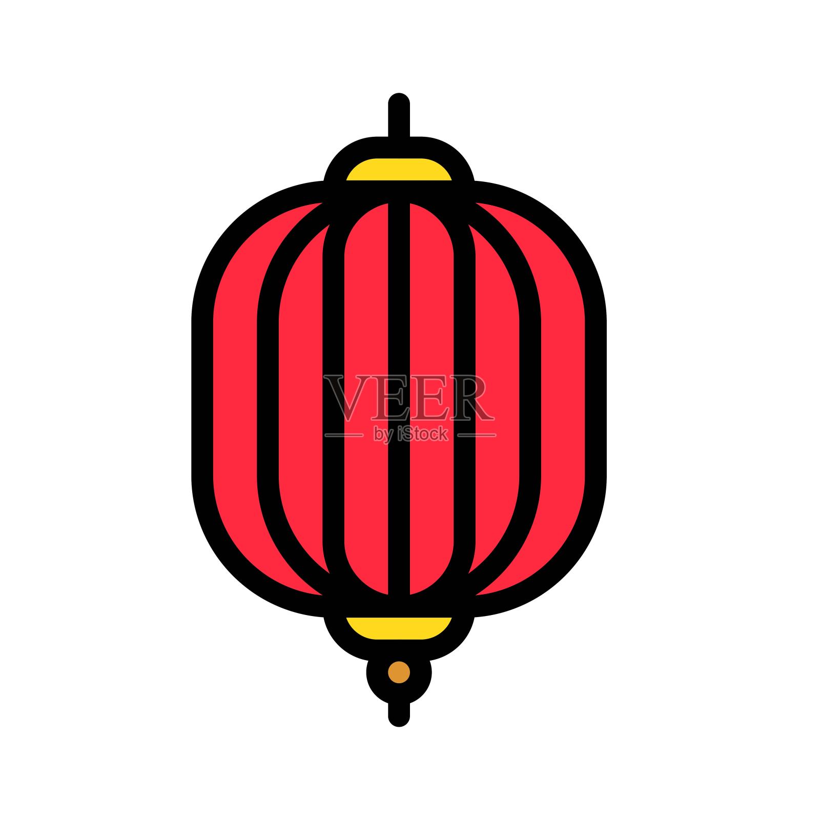 灯笼矢量，中国农历新年充满图标图标素材