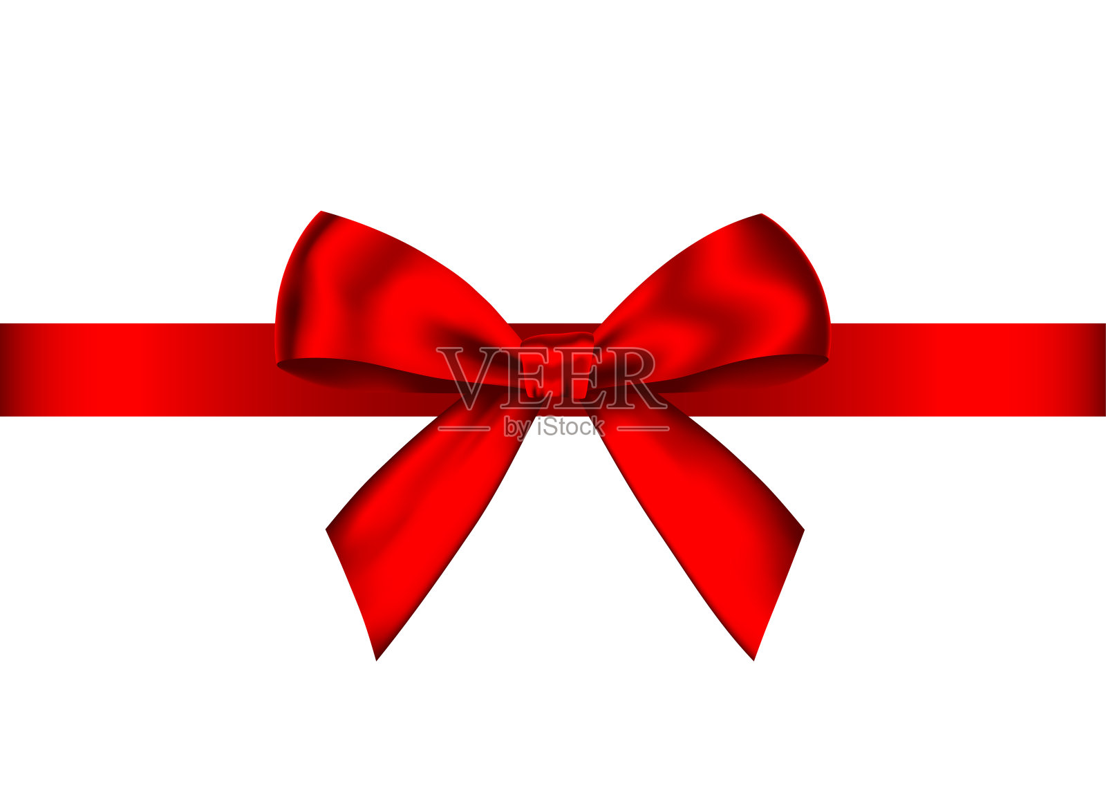 红色现实礼物蝴蝶结水平缎带。设计元素图片