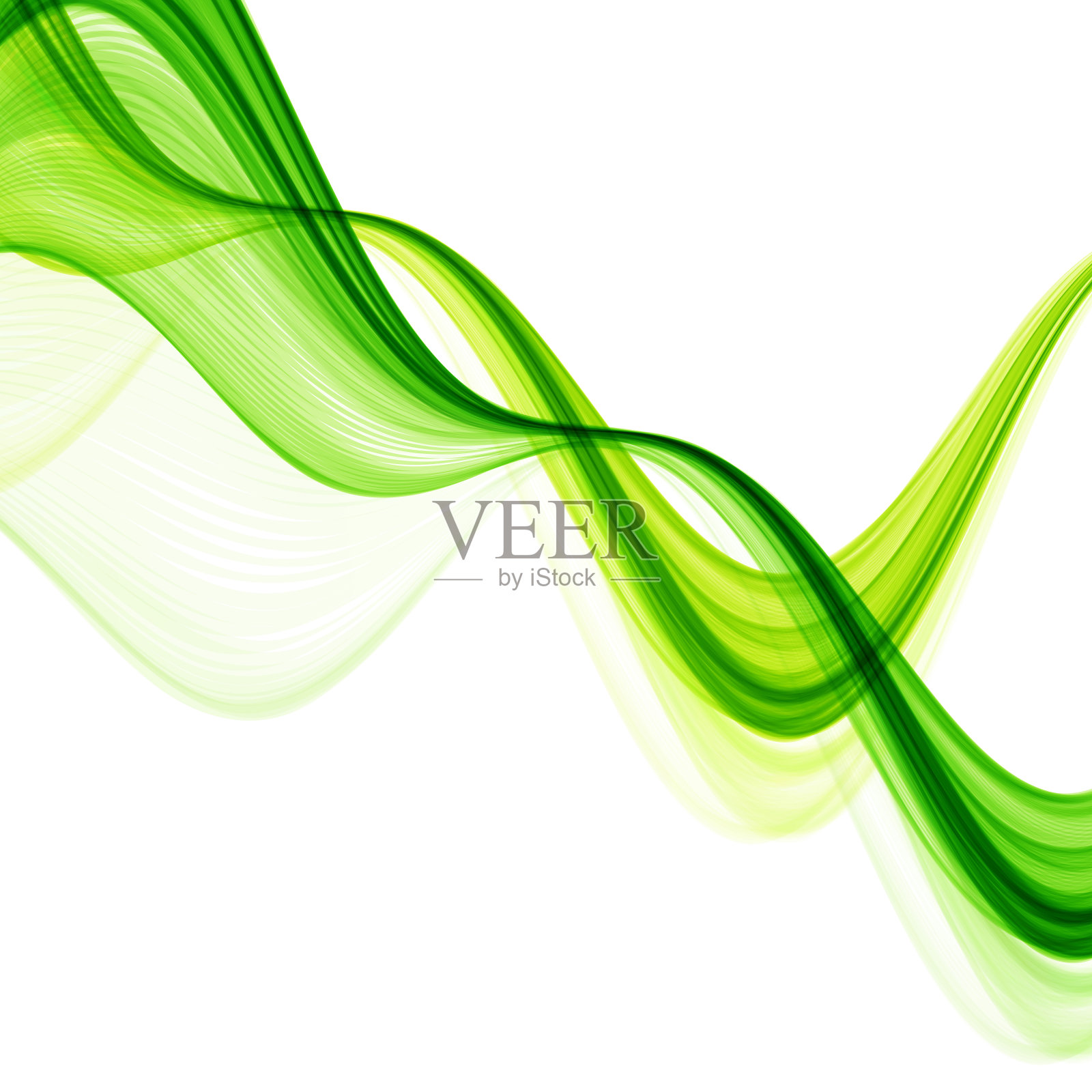 白色背景上的绿色抽象波浪插画图片素材