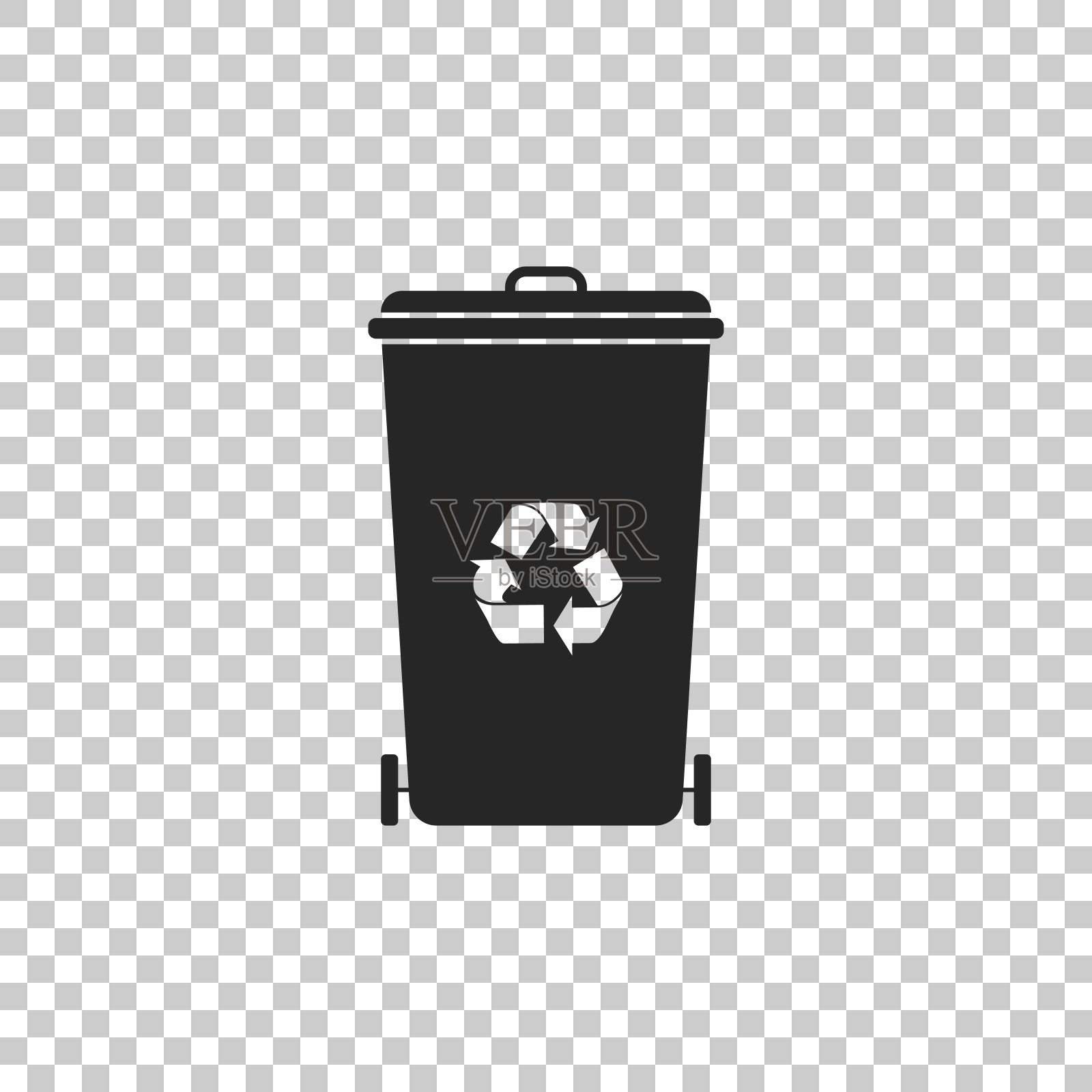 回收站与回收符号图标隔离在透明的背景。垃圾桶图标。垃圾桶的迹象。回收篮图标。平面设计。矢量图图标素材