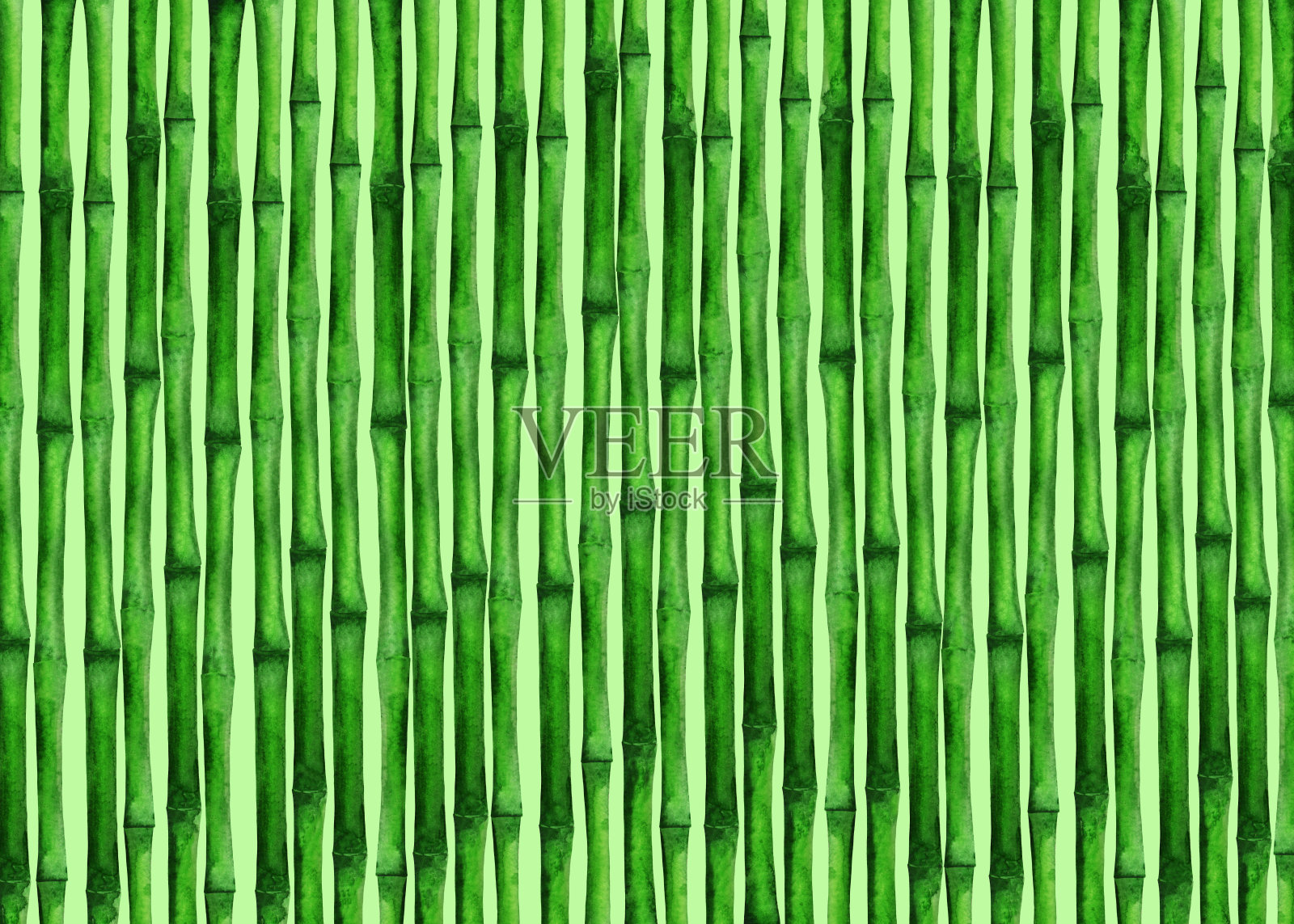水彩背景与绿色的竹子设计元素图片