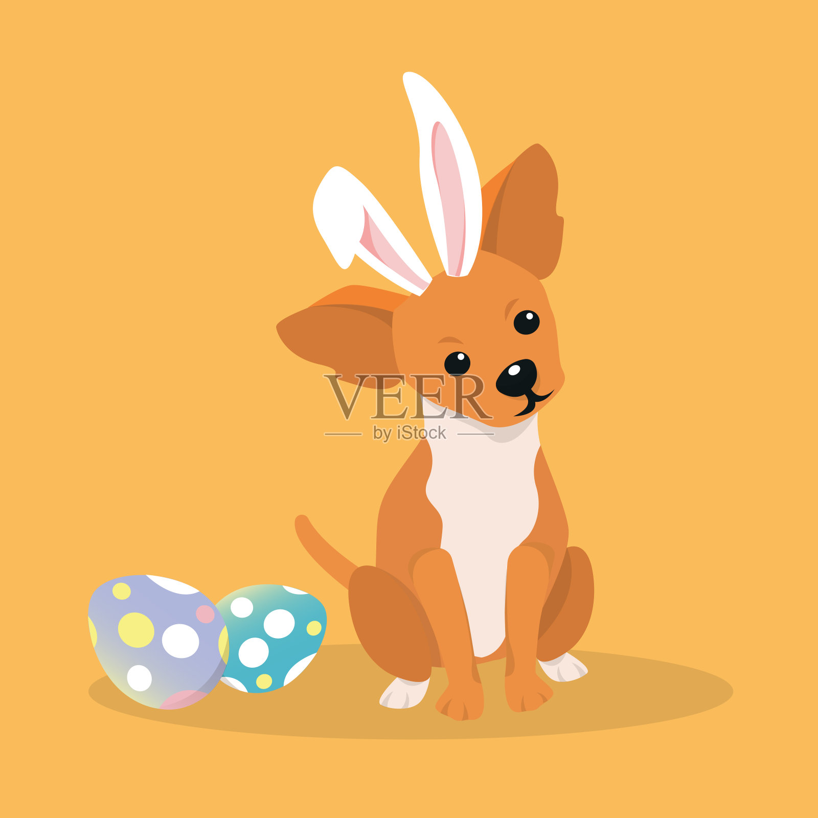 狗是带着复活节彩蛋的复活节野兔。插画图片素材