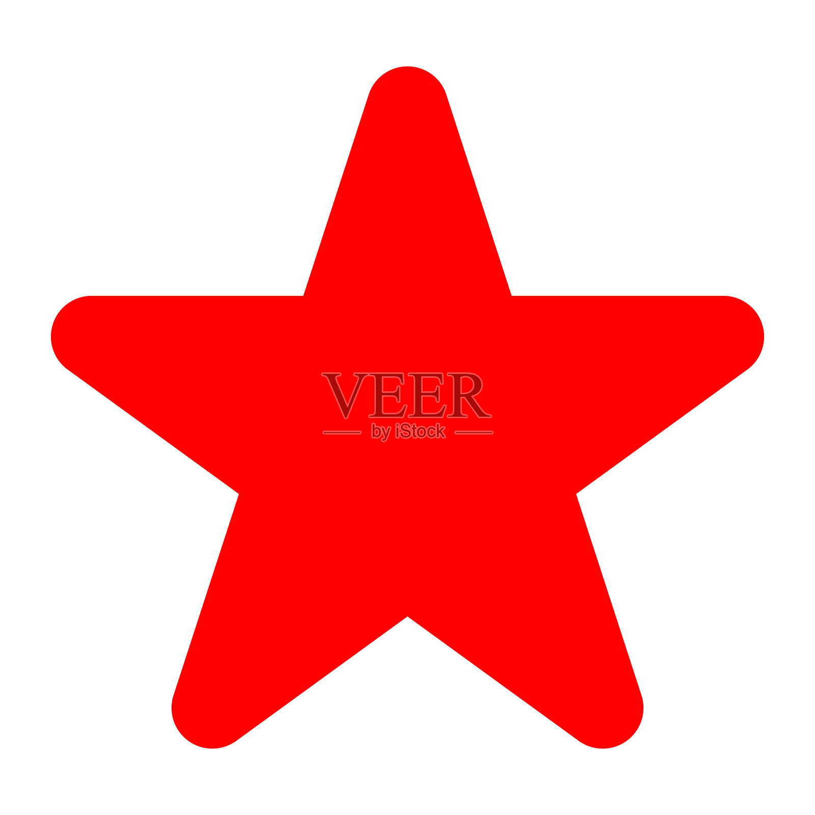 星形符号图标-红色简单，5点圆形，孤立-矢量设计元素图片