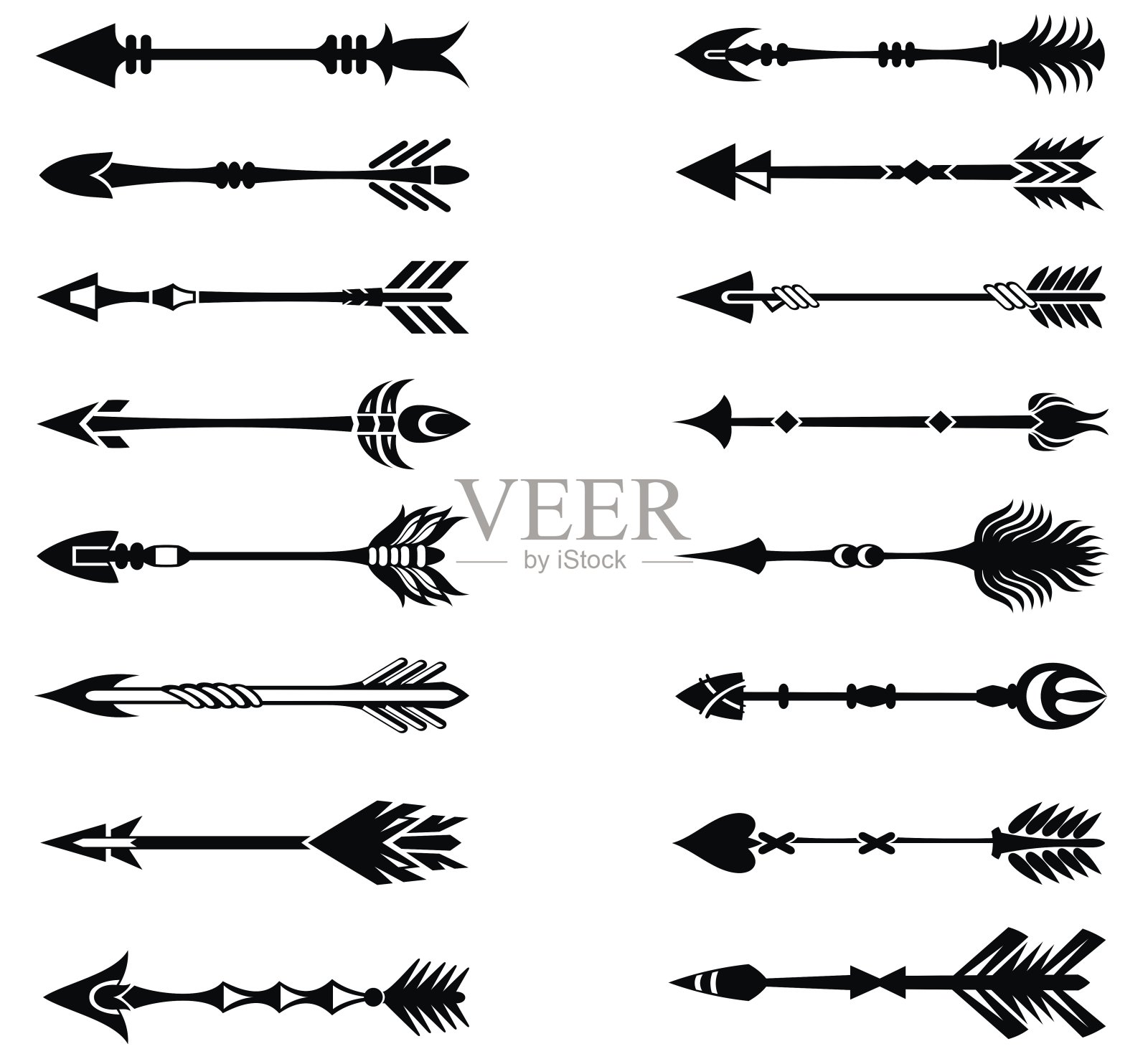 箭设置在美洲印第安人的风格。插画图片素材