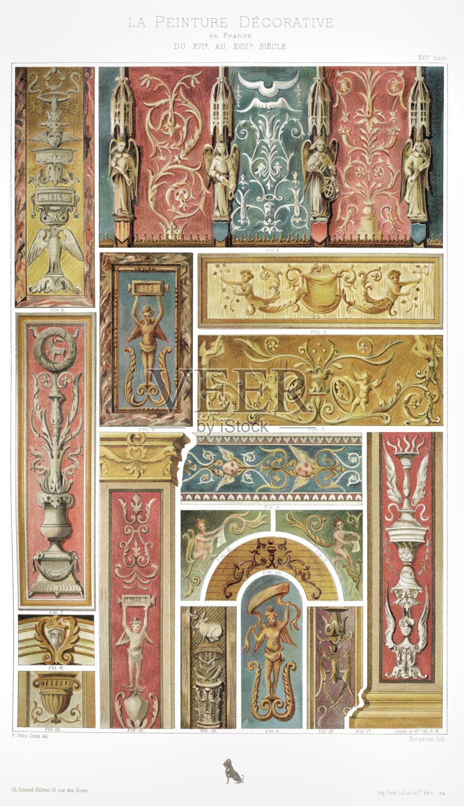 教堂绘画Sainte-Cécile d'Alby和Jumièges，来自法国装饰绘画1897年插画图片素材