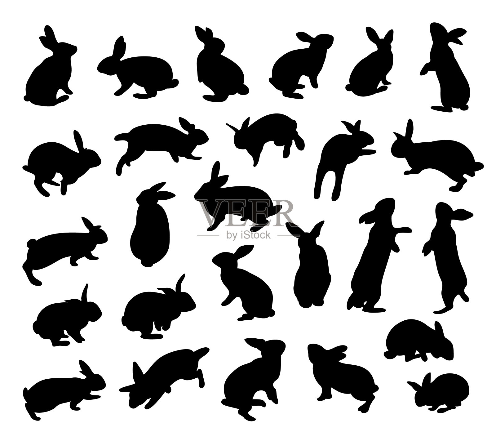 轮廓的兔子。动物平图标。设计元素图片