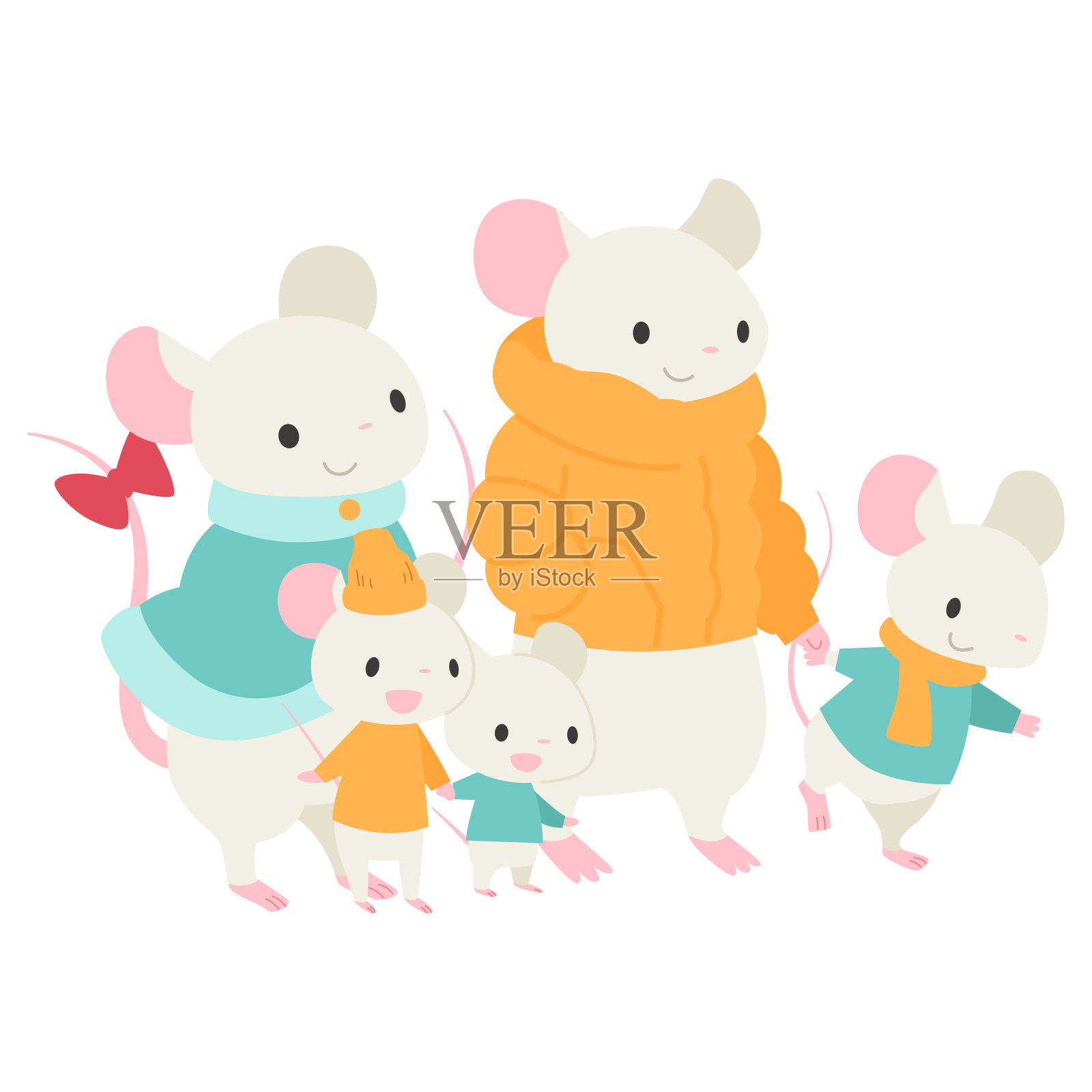 老鼠家族插画图片素材