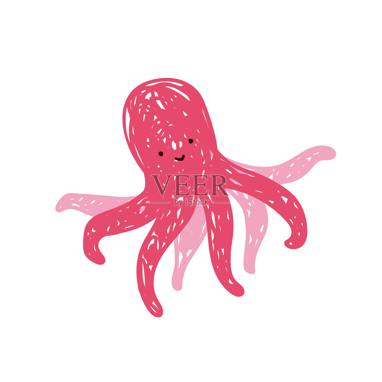 涂鸦矢量章鱼在白色的背景插画图片素材