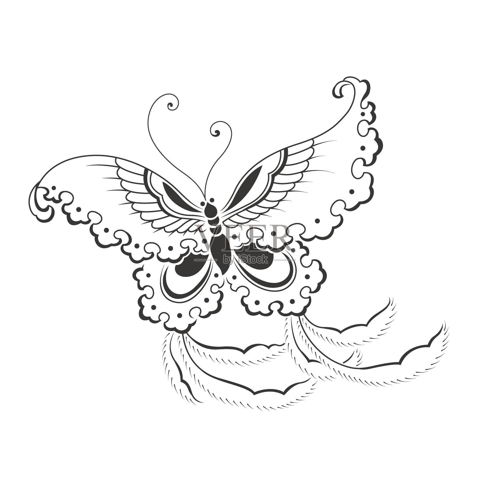 中式蝴蝶图案插画图片素材