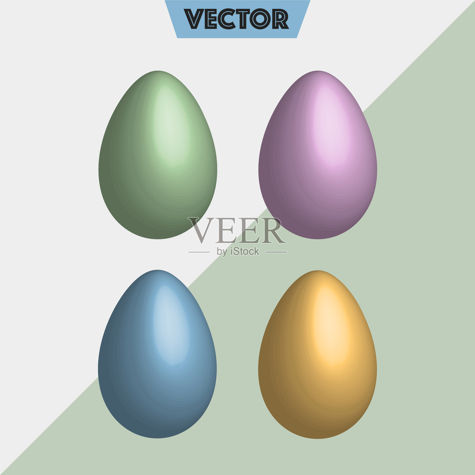 简单的3D矢量复活节彩蛋插画图片素材
