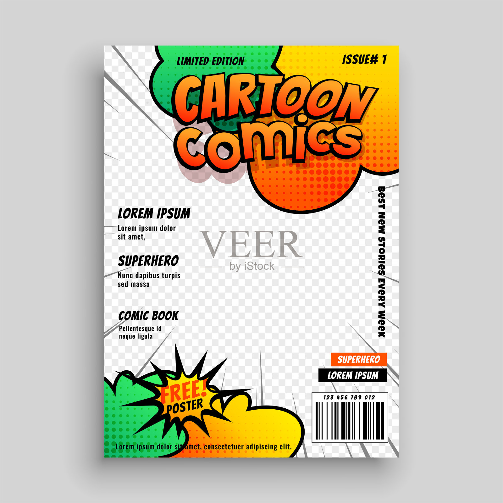 卡顿漫画杂志封面设计模板设计模板素材