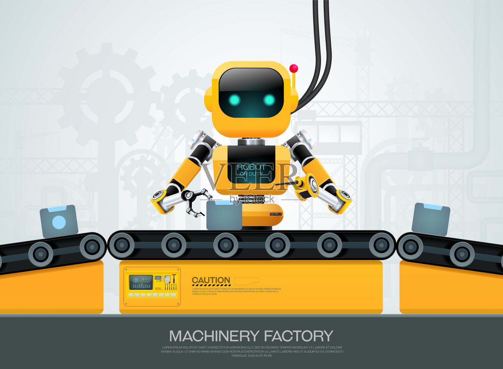 机器机器人机械手工厂插画图片素材