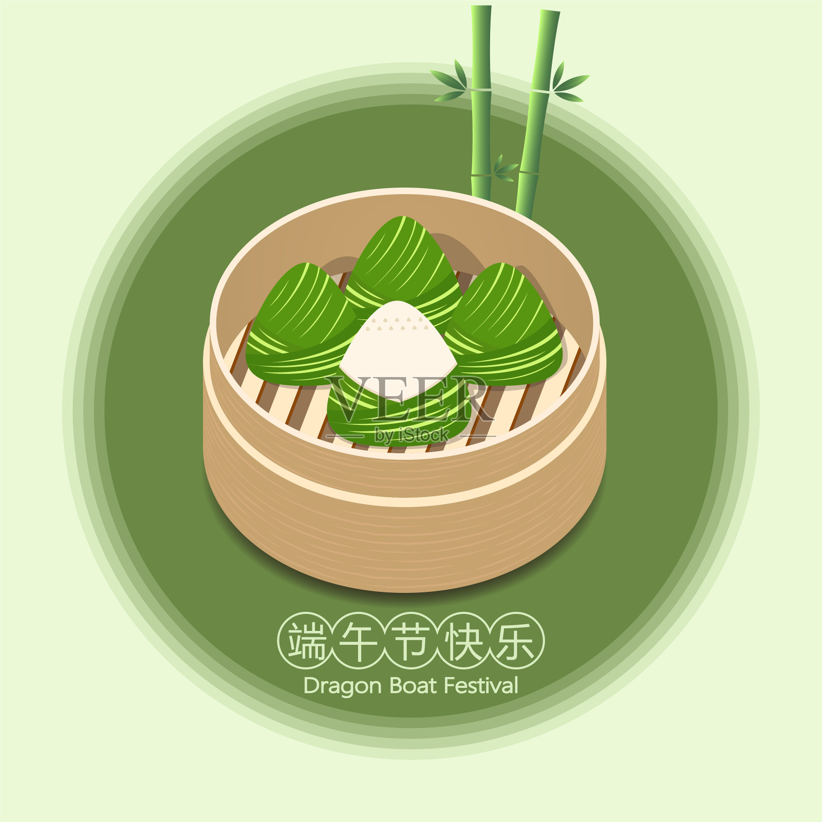 Dragon Boat Festival vector flat style illustration, Chinese traditional festival - Dragon Boat Festival插画图片素材