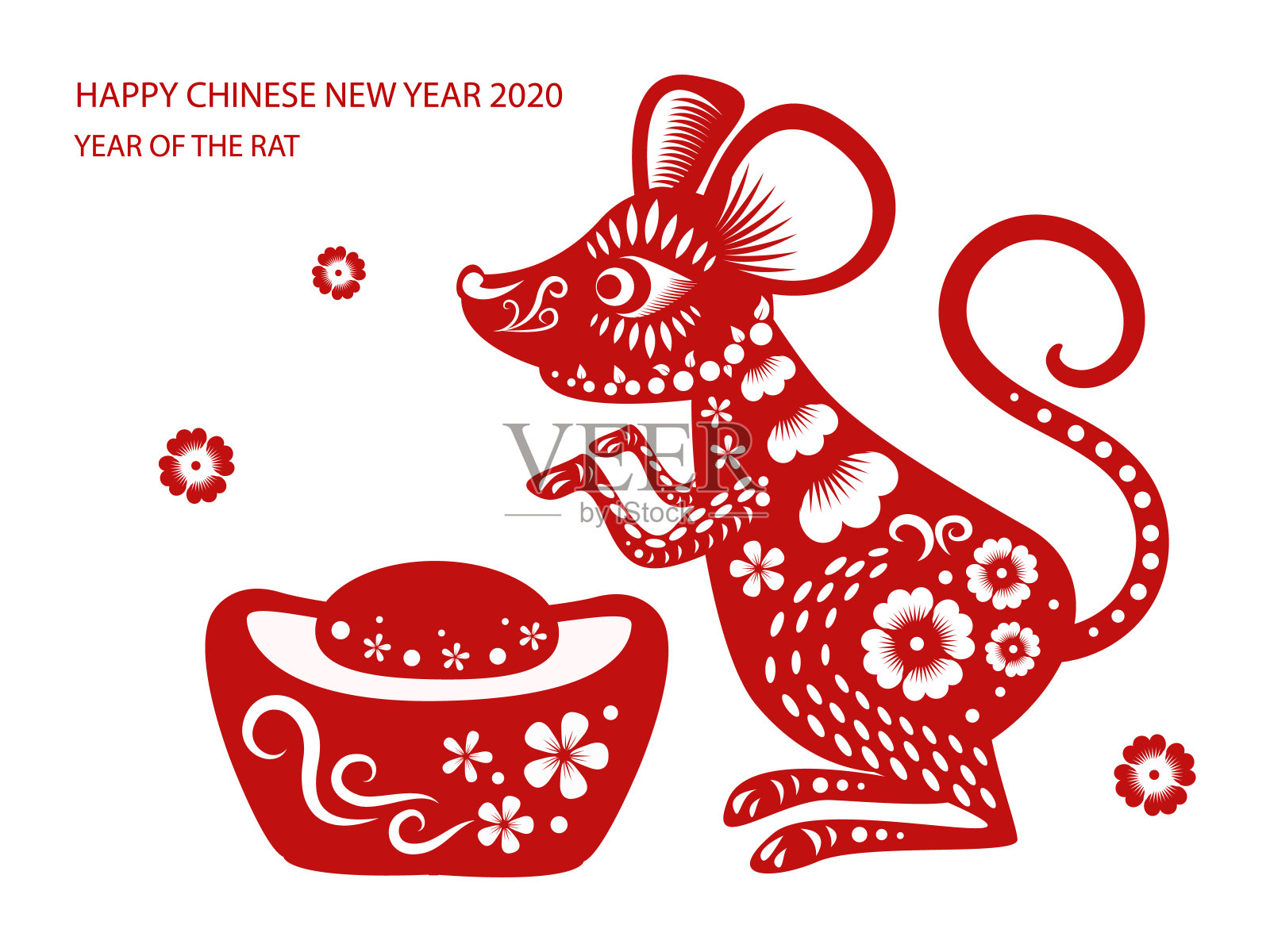 2020年鼠年春节快乐插画图片素材