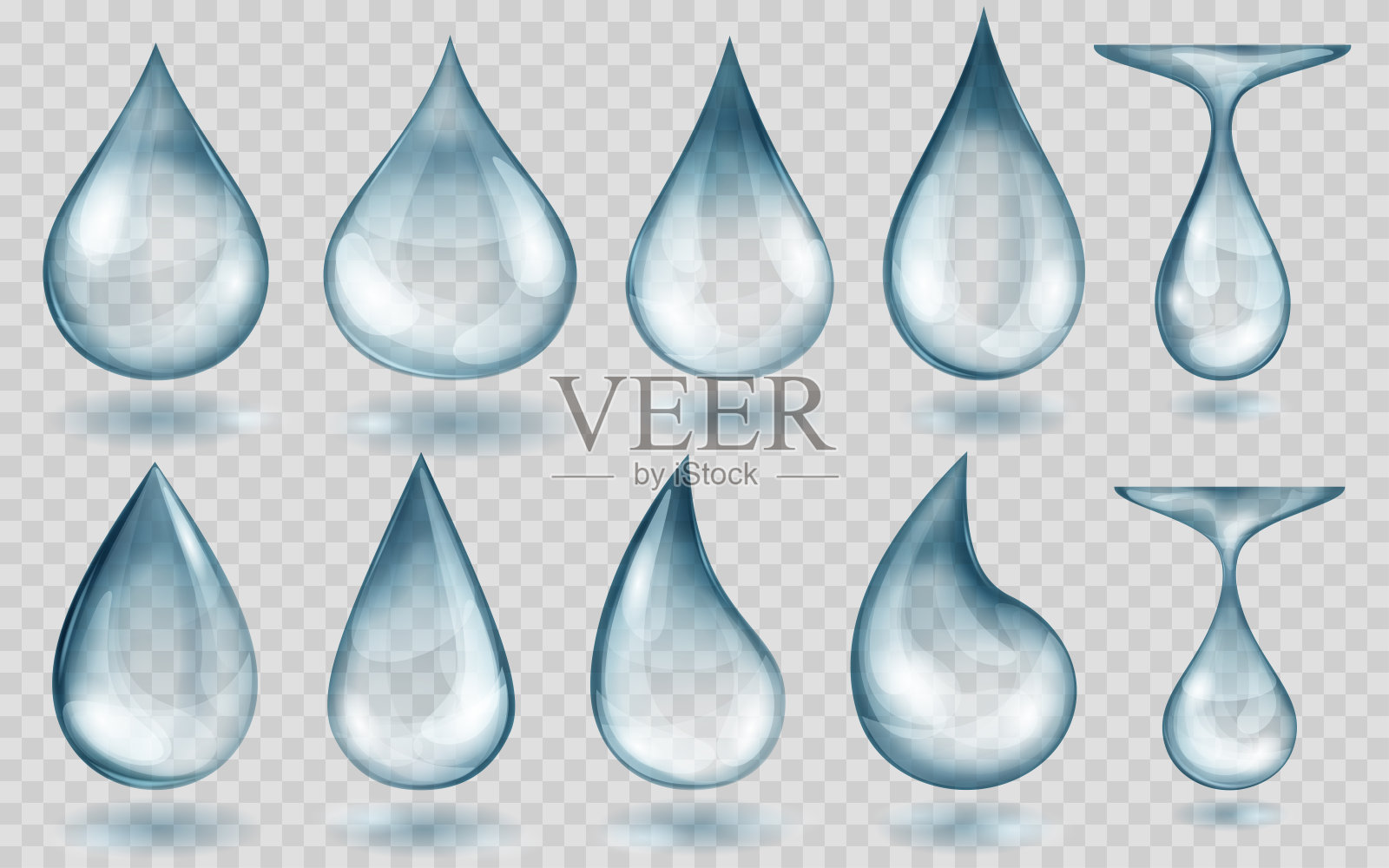 半透明的淡蓝色水滴设计元素图片