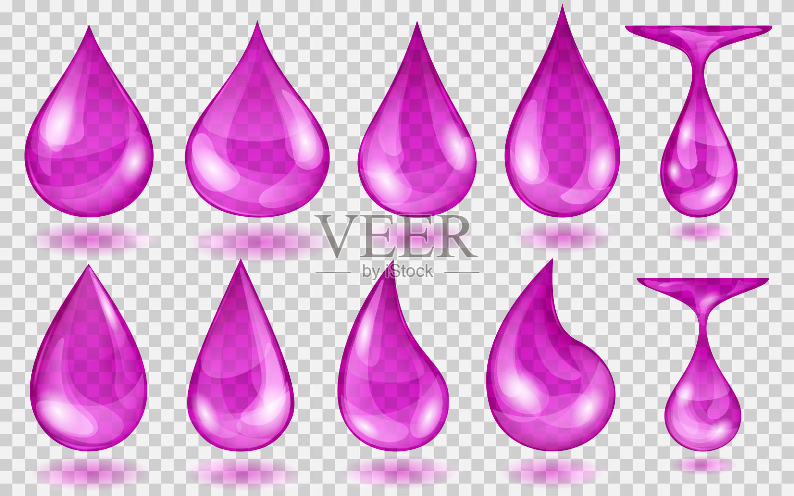 半透明的紫色水滴设计元素图片