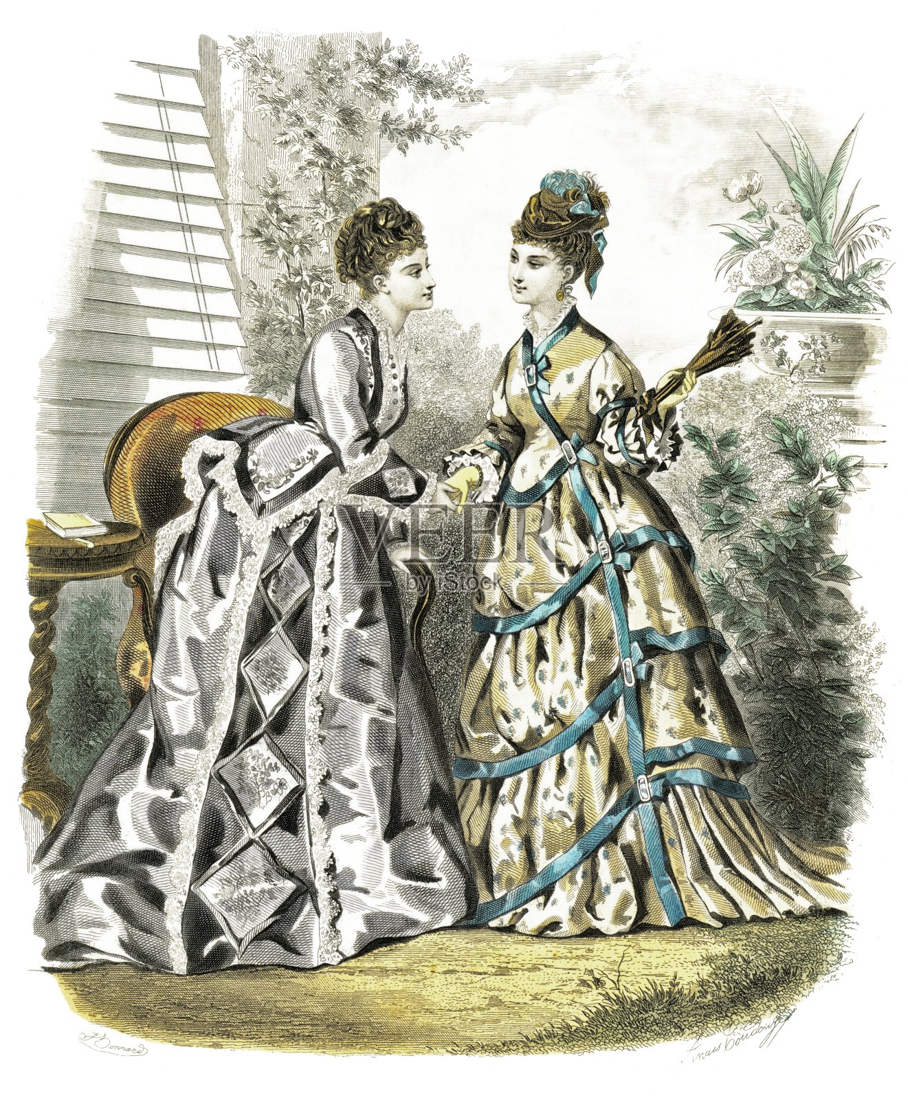 灰色罗缎连衣裙-粗草色连衣裙。优雅时尚1874插画图片素材