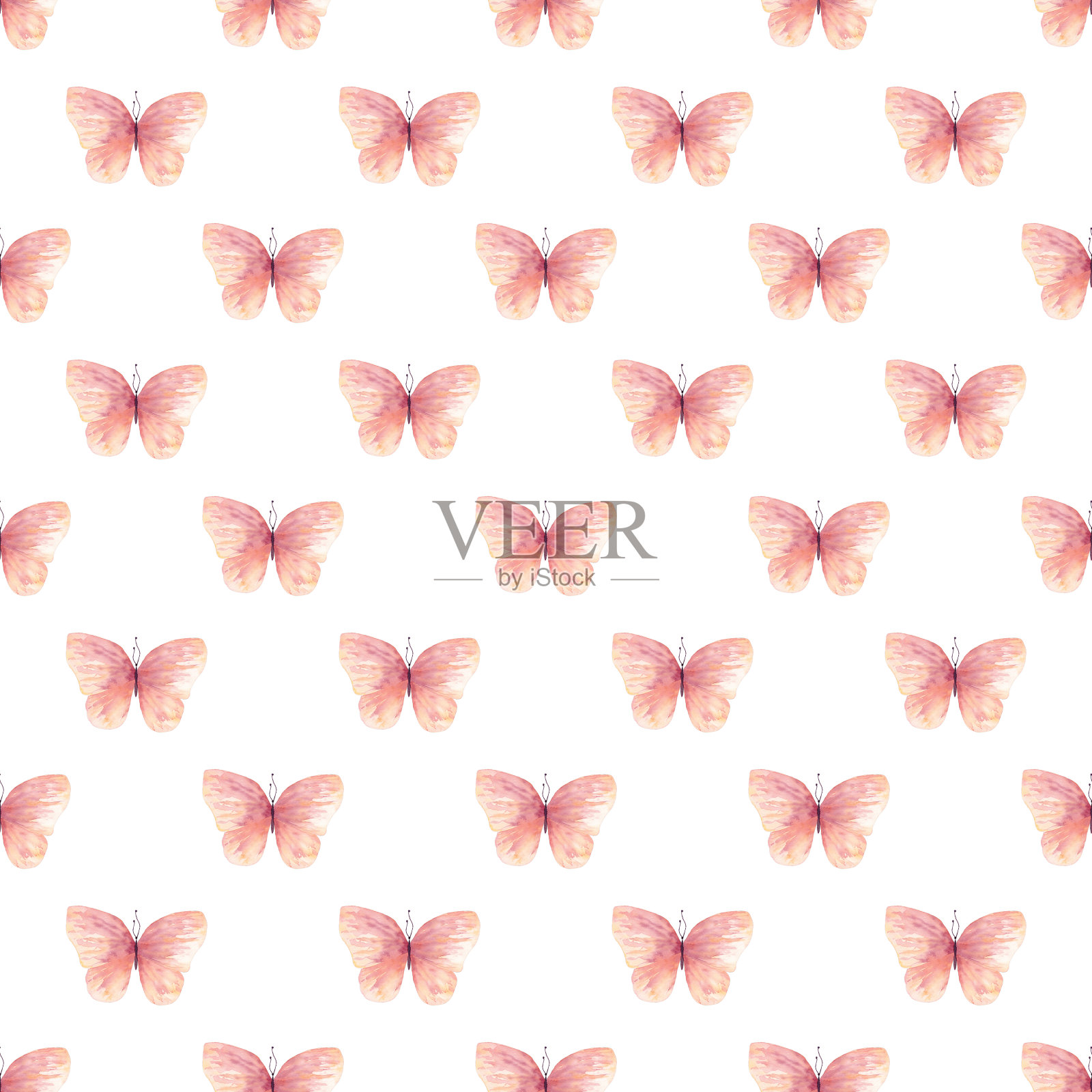 淡粉色蝴蝶无缝光栅图案设计元素图片