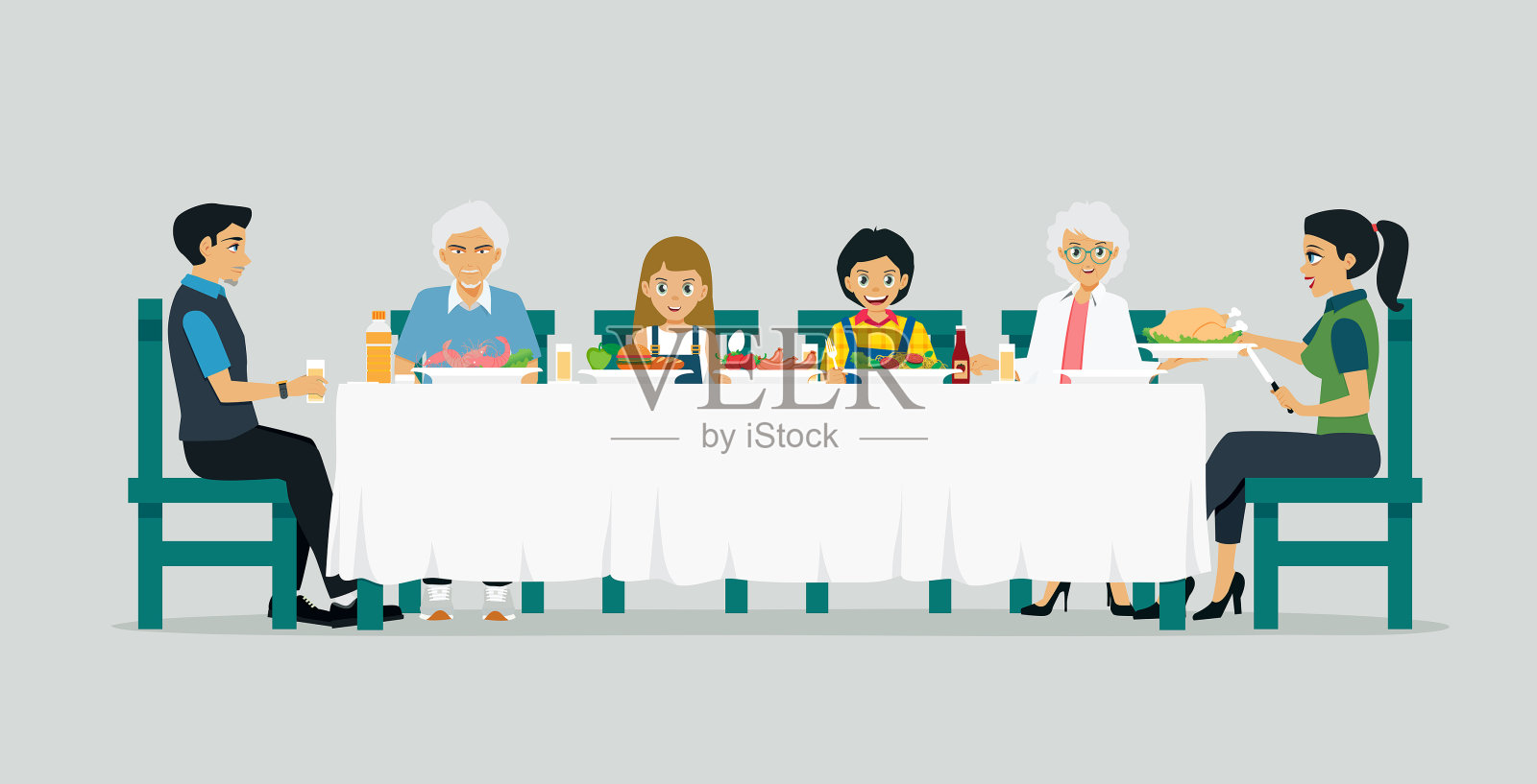 家庭餐桌插画图片素材
