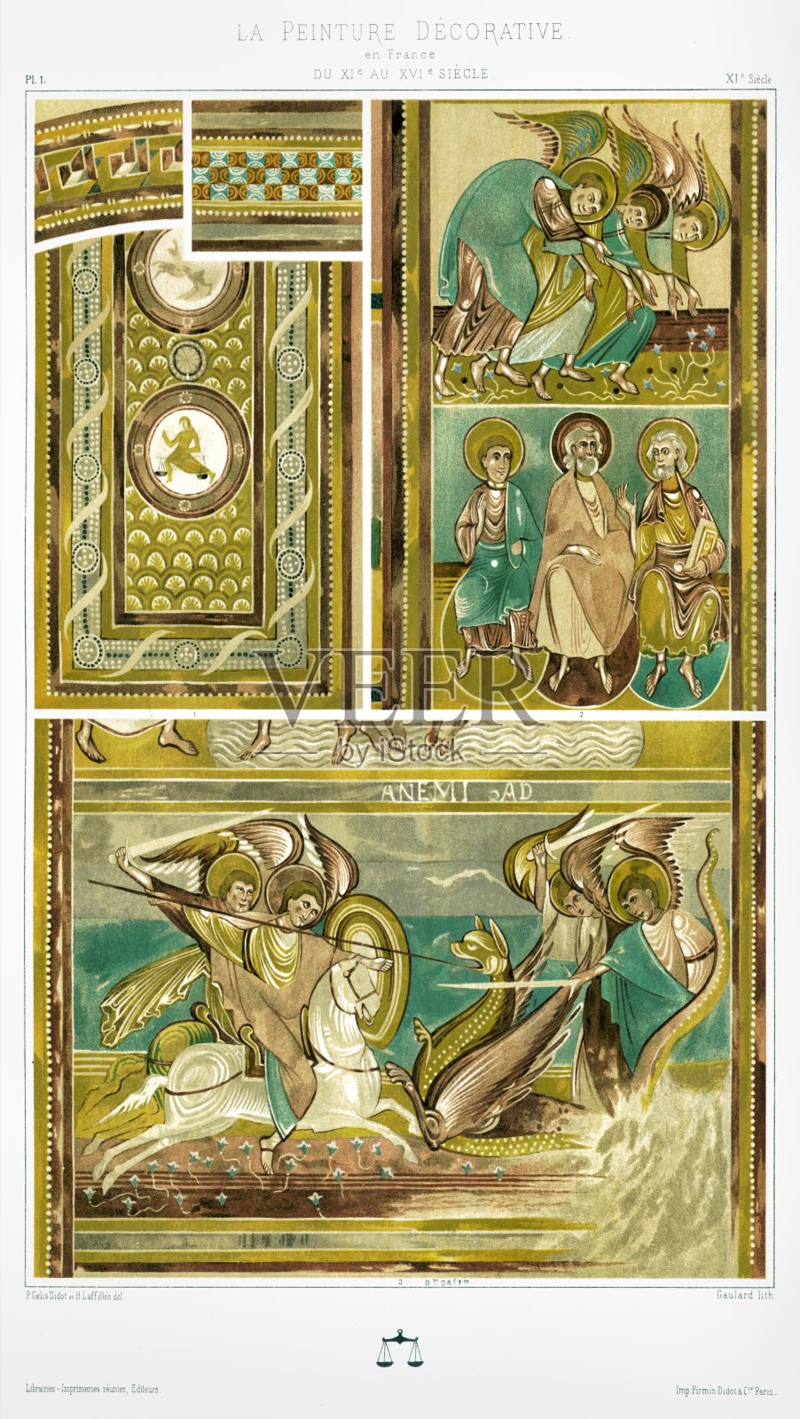 圣萨文(维也纳)修道院壁画，来自法国装饰漆1896年插画图片素材