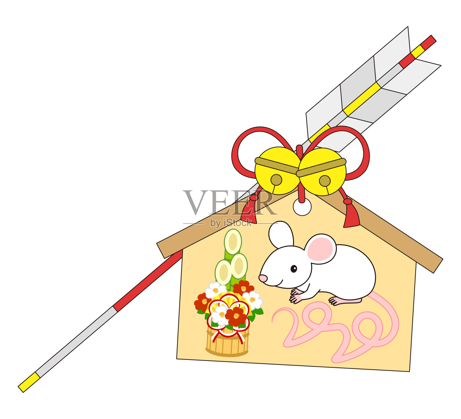 新年卡片插图鼠标ema Kadomatsu鼠标2020插画图片素材