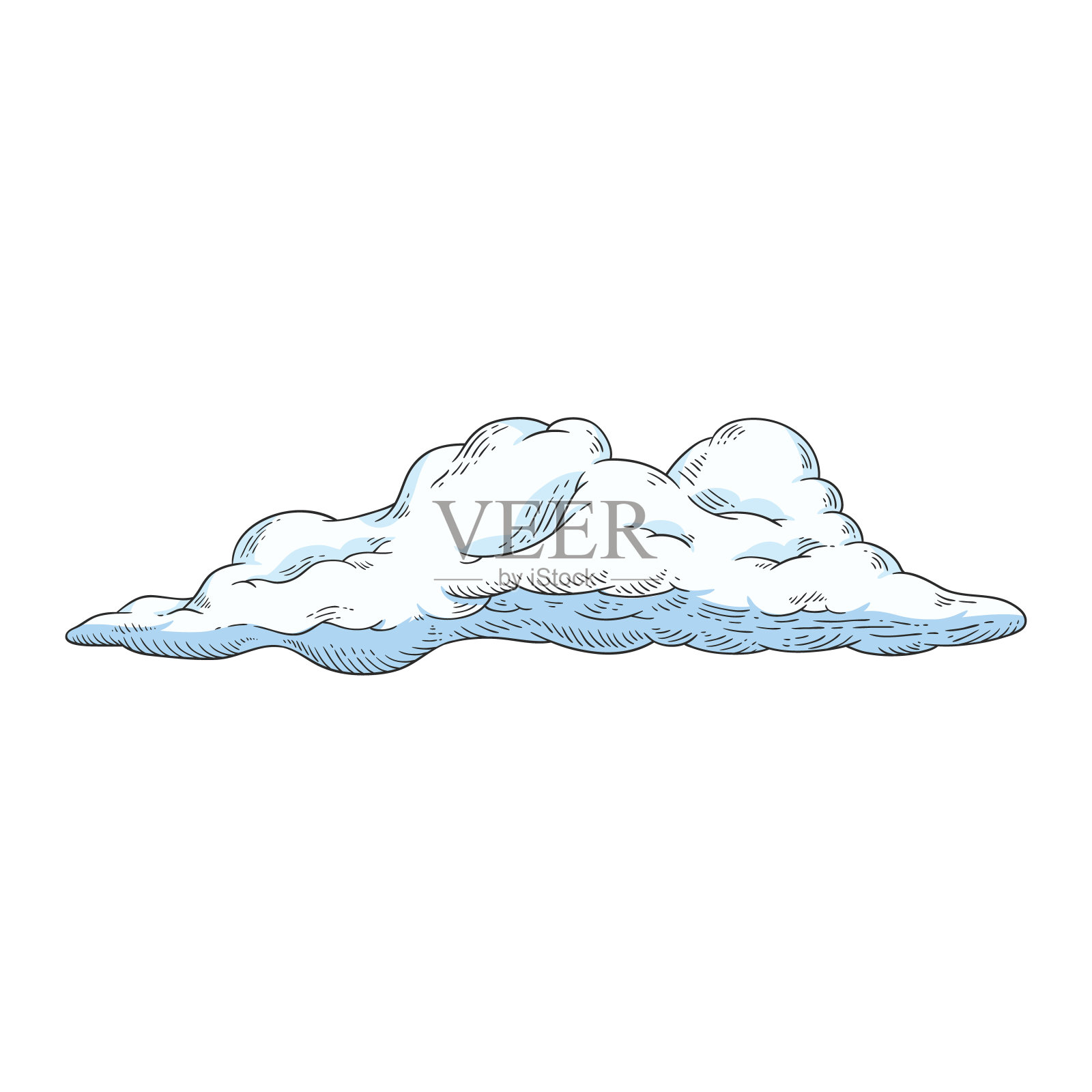 矢量草图蓝色天空的云图标插画图片素材