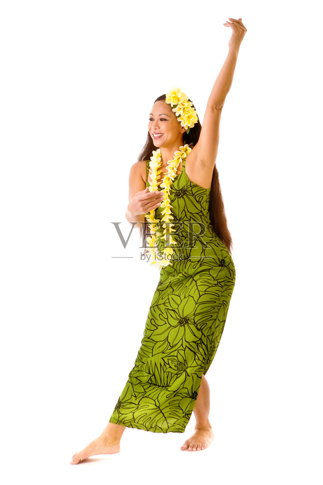 夏威夷草裙舞在白色背景孤立照片摄影图片