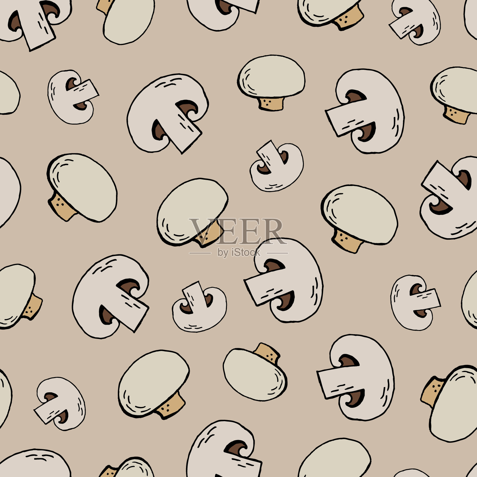 蘑菇模式米色插画图片素材