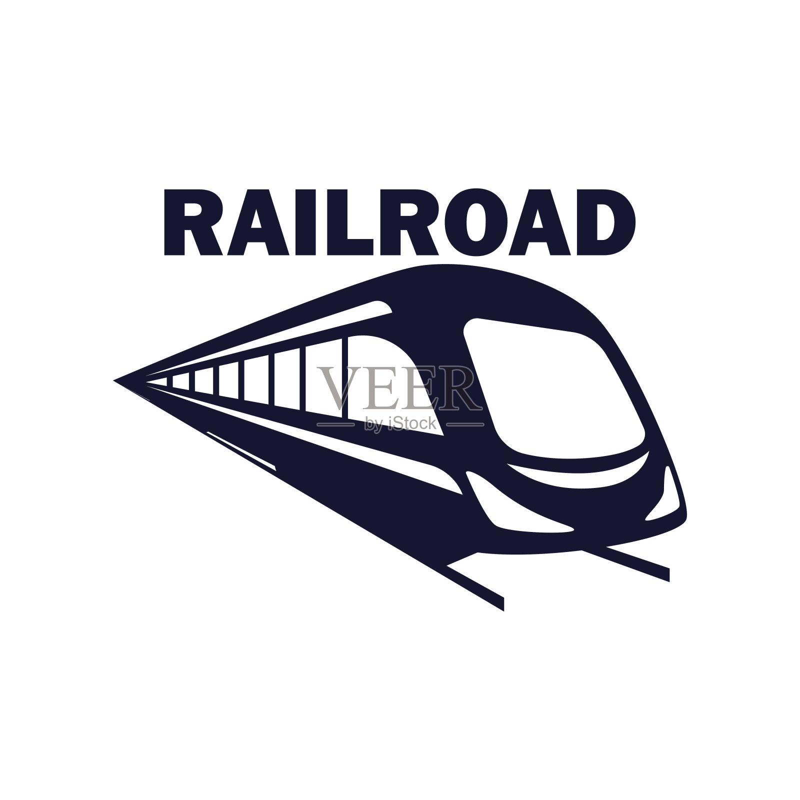白色背景上孤立的火车铁路标志设计元素图片