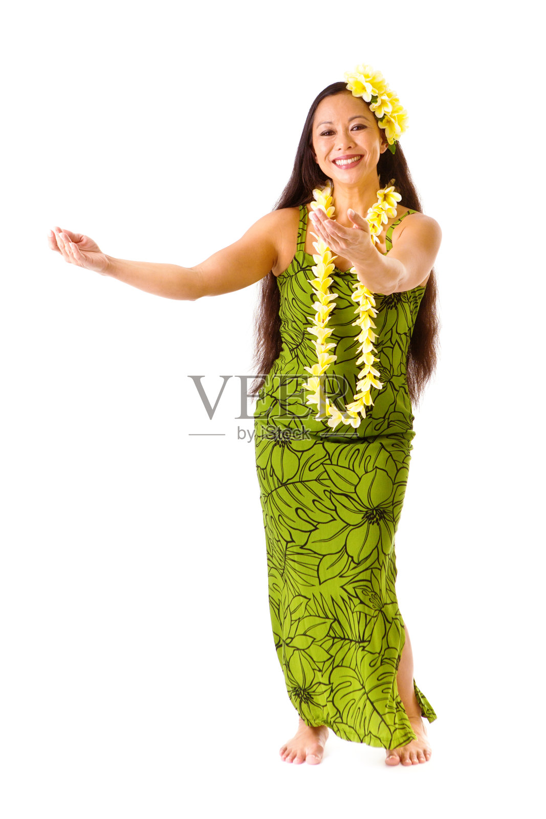 夏威夷草裙舞在白色背景孤立照片摄影图片