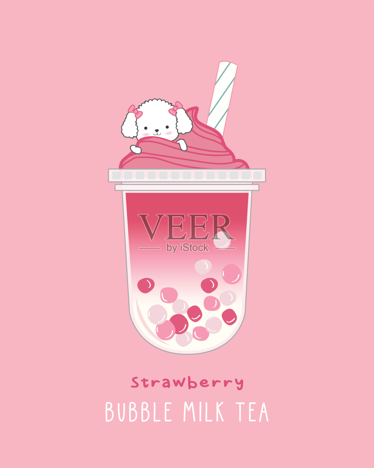 草莓奶茶插画图片素材