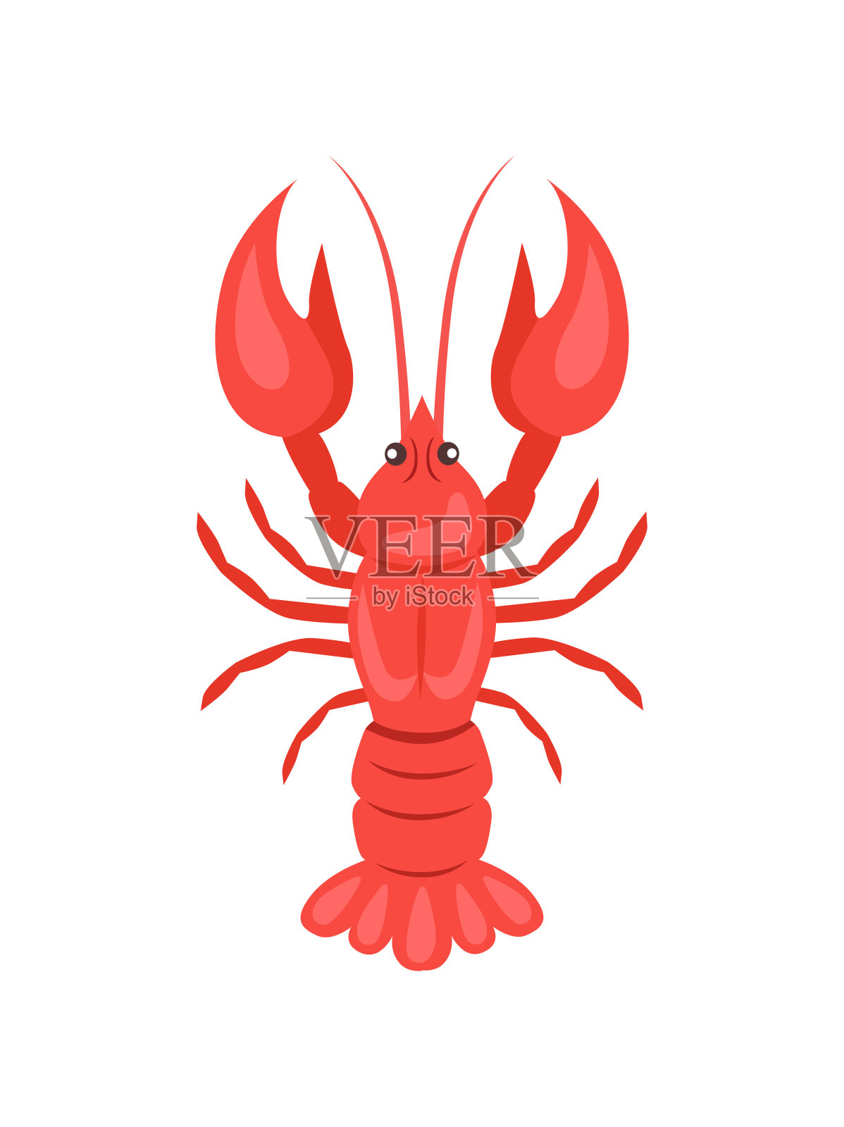 红色小龙虾矢量插图孤立在白色插画图片素材
