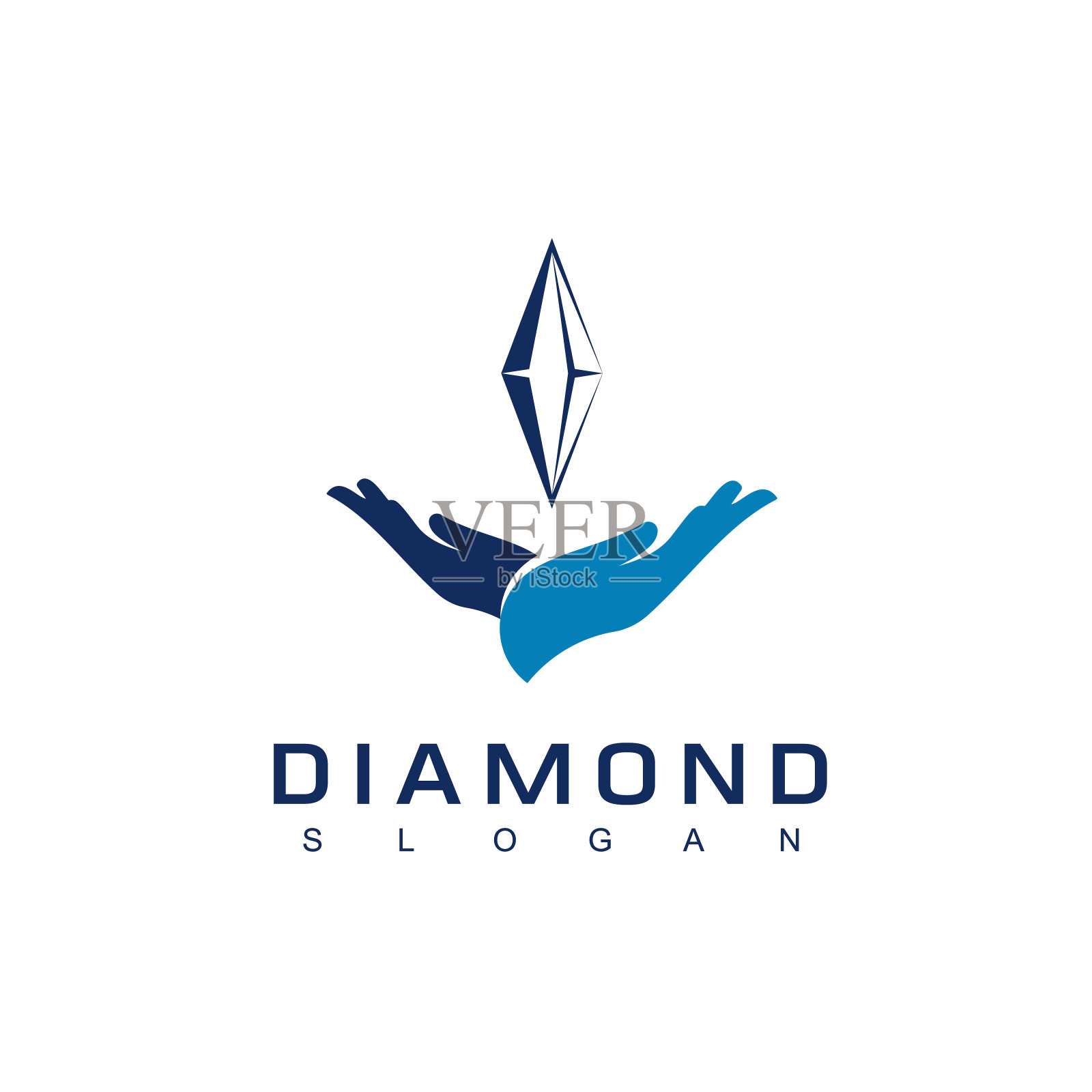 钻石图标与手的符号为珠宝店身份插画图片素材