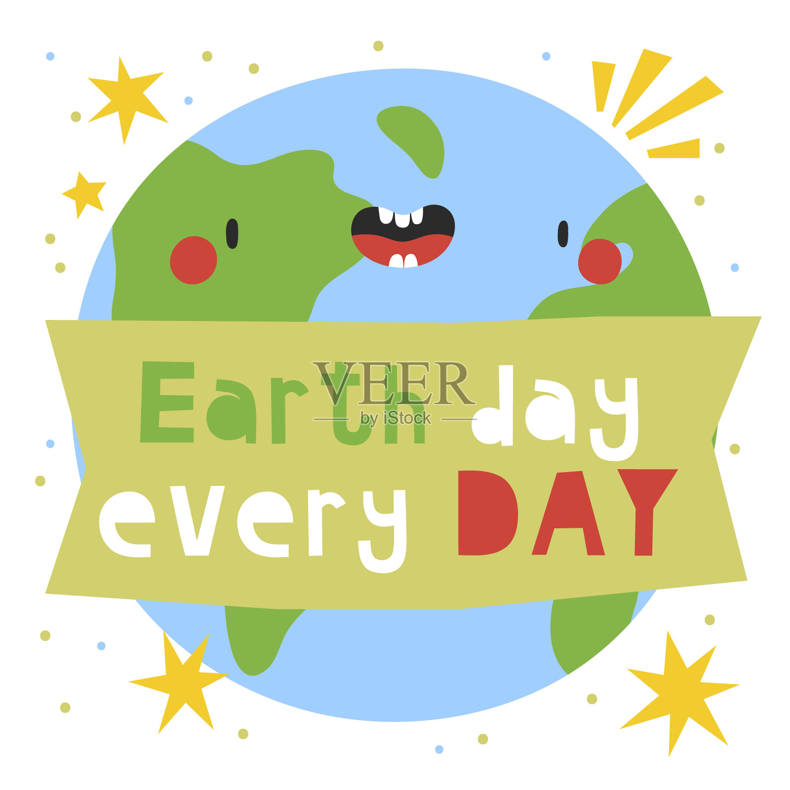 地球日的每一天-超级可爱的矢量插图插画图片素材