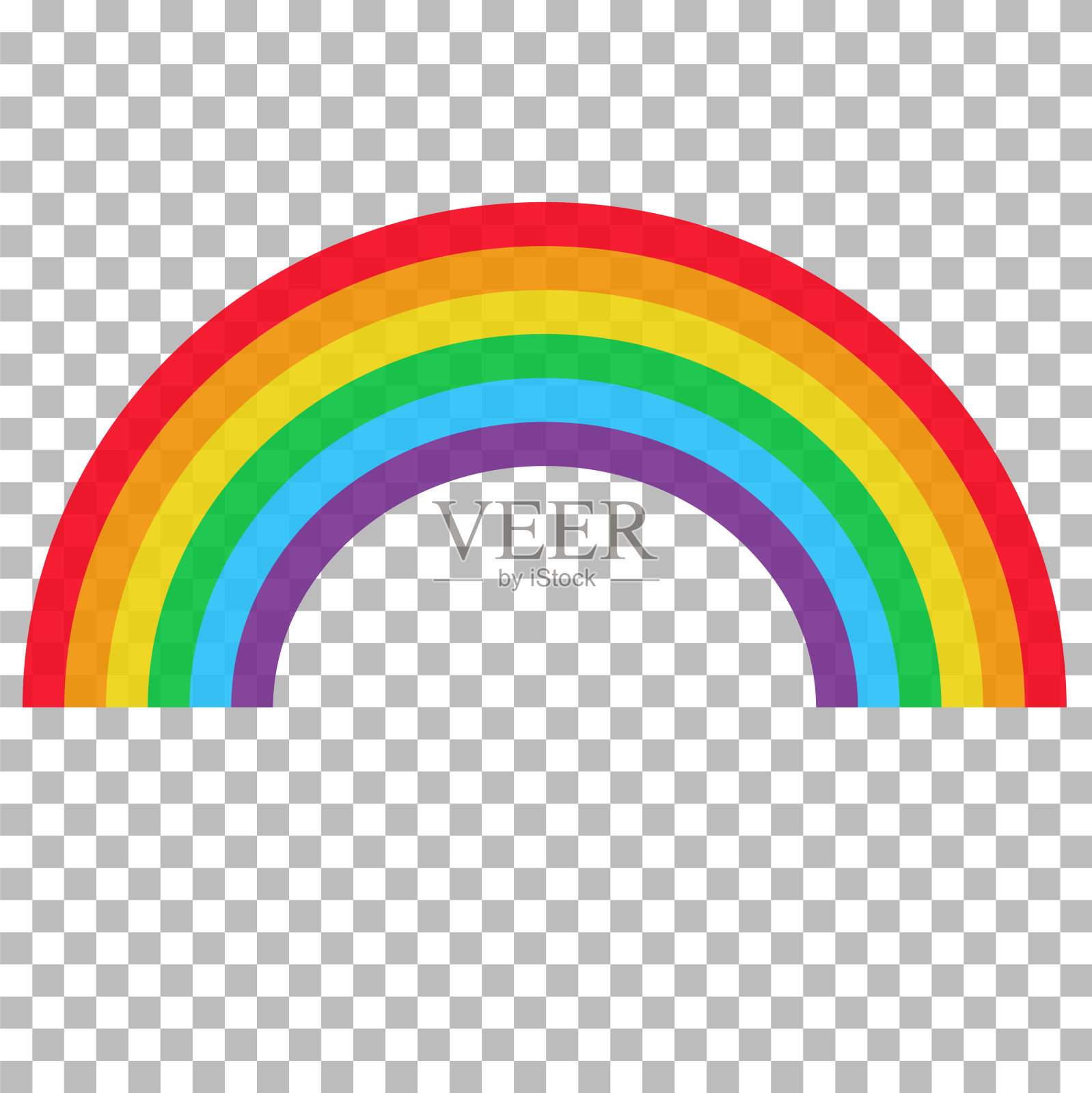 真实的彩虹在透明的背景。抽象现实多彩的彩虹。设计元素图片