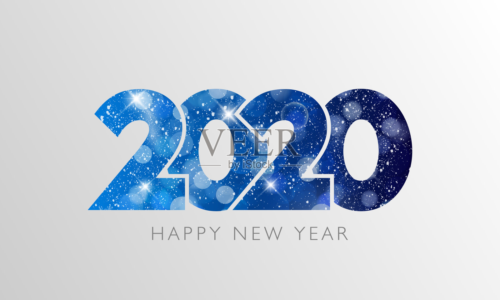 2020年新年快乐文字设计。插画图片素材