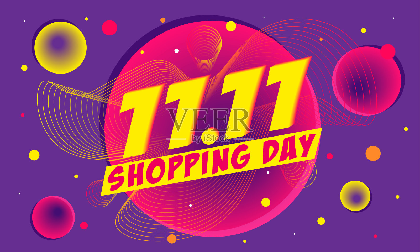 11.11购物日促销海报或传单设计，矢量插图设计模板素材