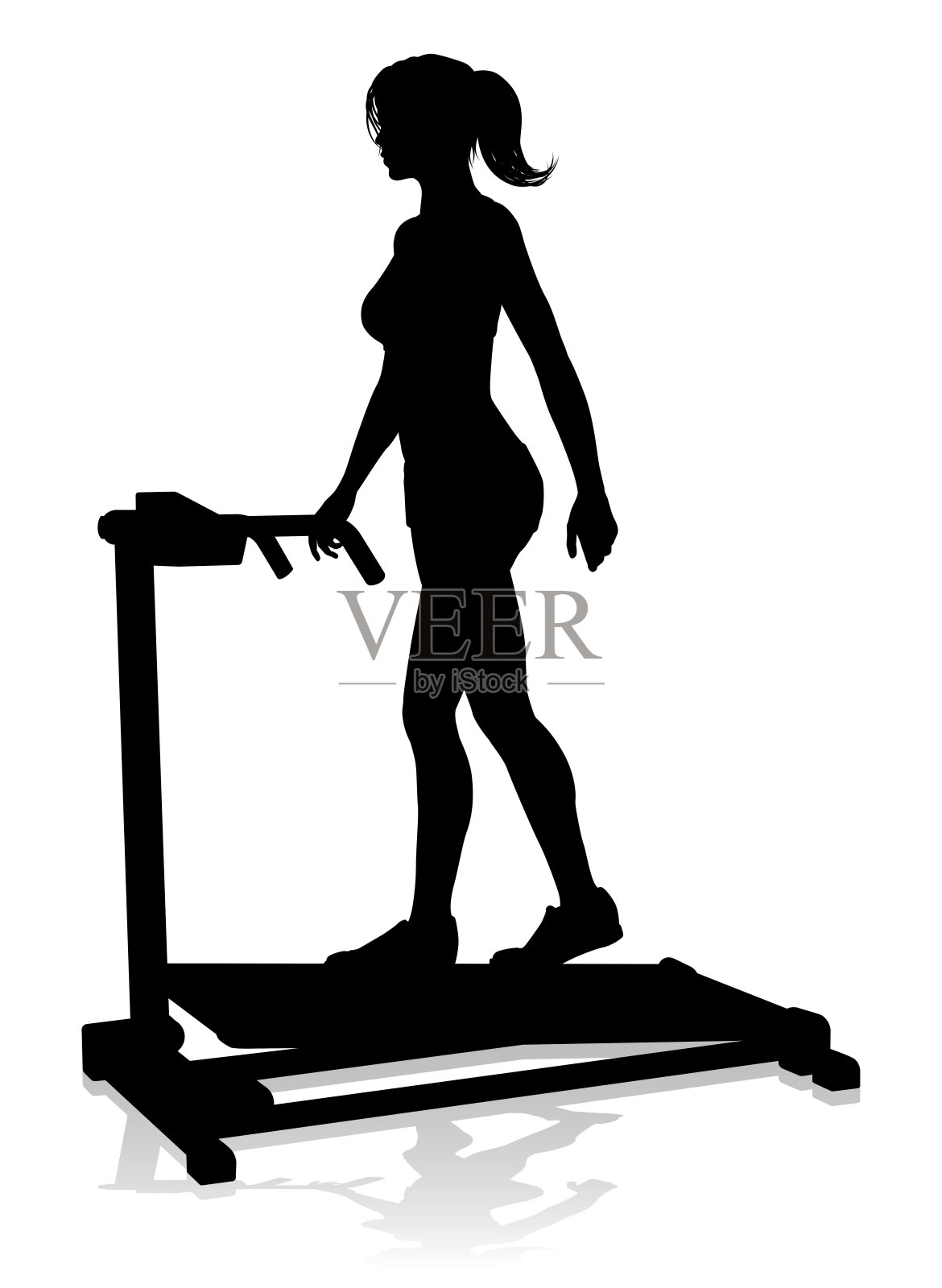 健身房女人剪影跑步机跑步机设计元素图片