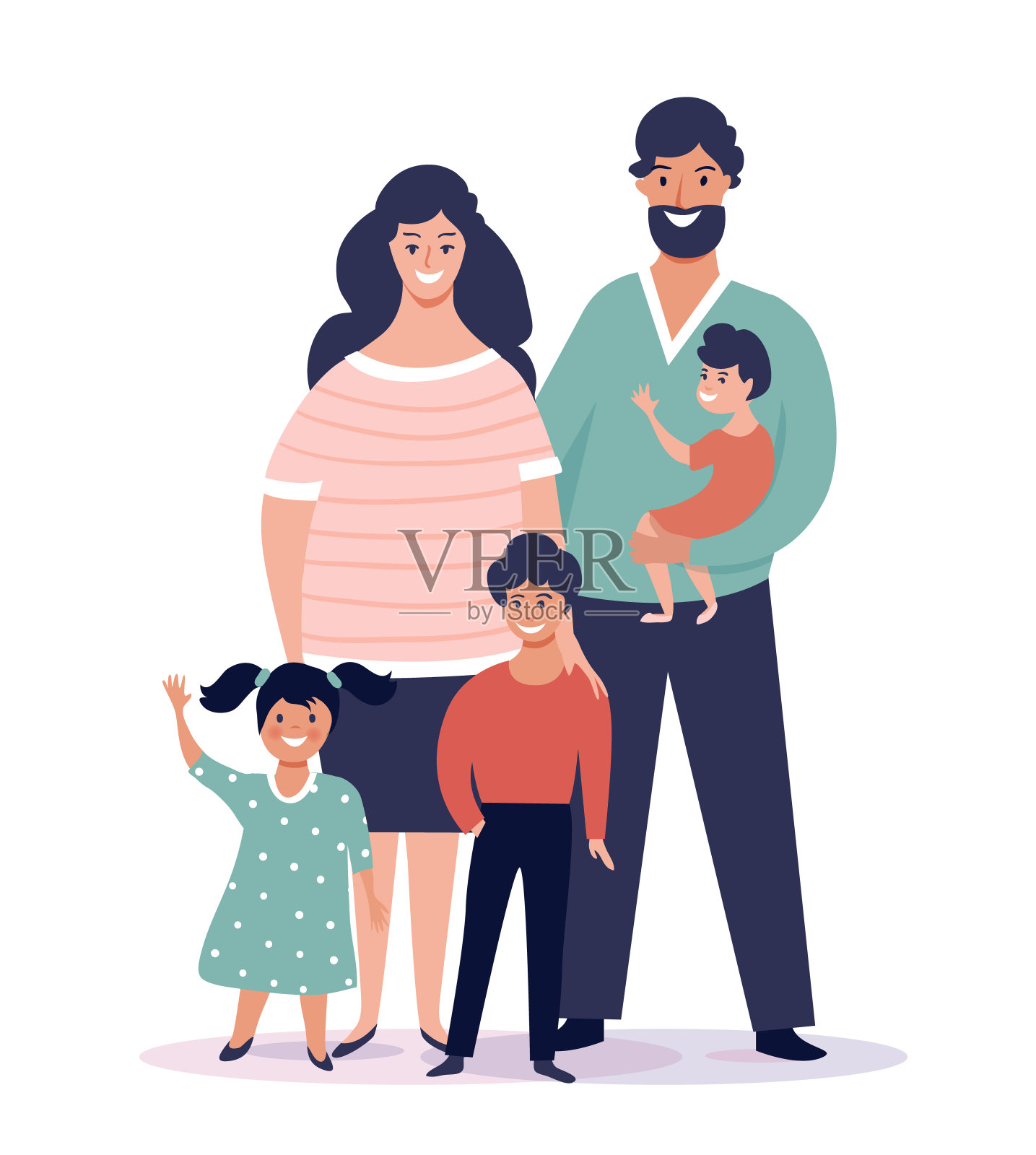 幸福家庭的肖像。插画图片素材