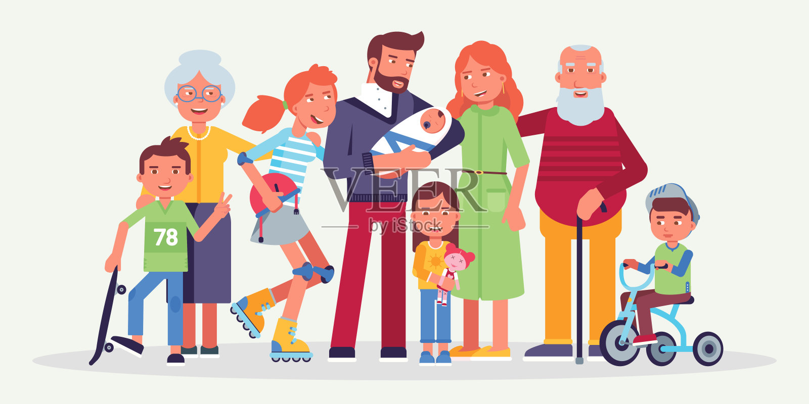 幸福家庭平面矢量插图插画图片素材